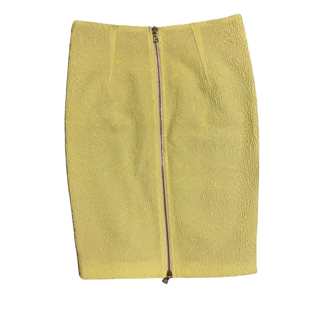 $590 Nwt Vtg Yigal Azrouel 0 Scuba Mini Skirt Yellow Jacquard Chartreuse Gray